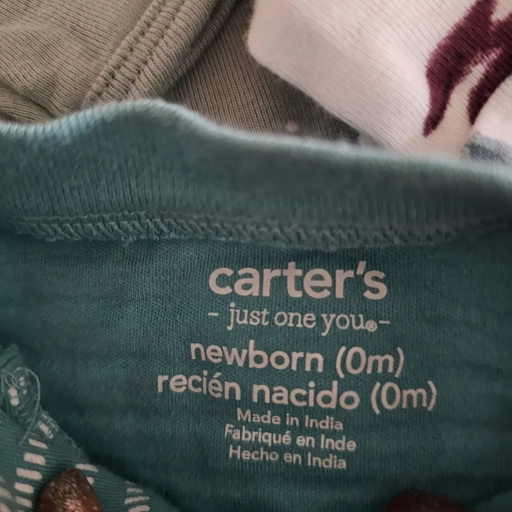 Carter's Dino-Themed Baby Bodysuits in Teal and White